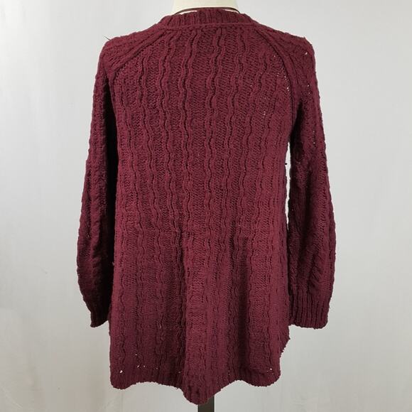 Free People burgundy  knitted sweater sz S - Picture 3 of 4